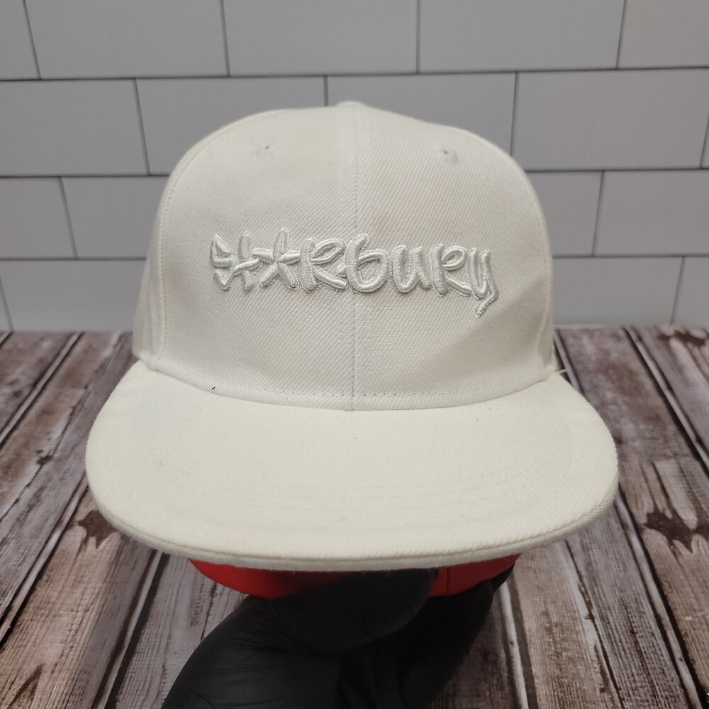 Y2K Starbury Fitted Hat 7 1/4 White Tonal Embroidered Streetwear Cap